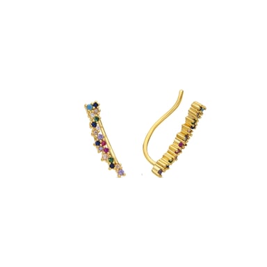 Luxenter 18k yellow gold finish earrings with multicoloured zirconia - Yionli