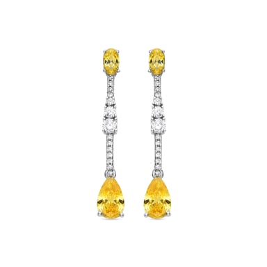 Luxenter 925 Sterling Silver and Padparadscha Earrings with Rhodium Finish - Murbi