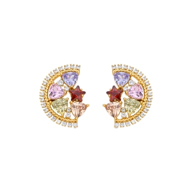Luxenter 18k yellow gold finish earrings with multicoloured zirconia - Brok