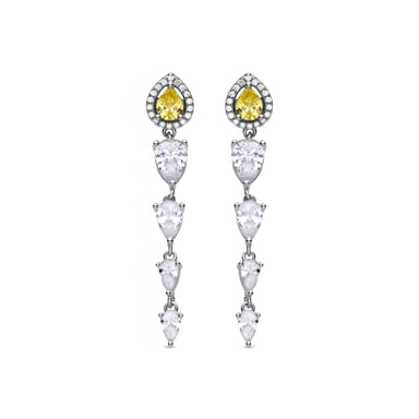 Luxenter 925 Sterling Silver and Padparadscha Earrings with Rhodium Finish - Marag