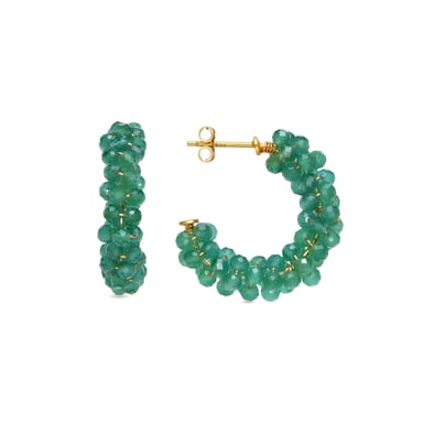Luxenter 925 Sterling Silver and Green Paraiba Hydrothermal Quartz Earrings with 18k yellow gold finish - Rariki