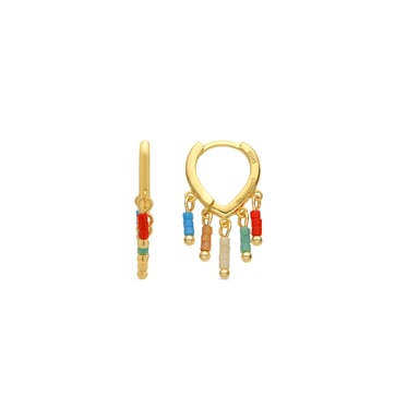 Luxenter 925 Sterling Silver Earrings with Multicoloured Lacquer and 18k Yellow Gold Finish - Kelao