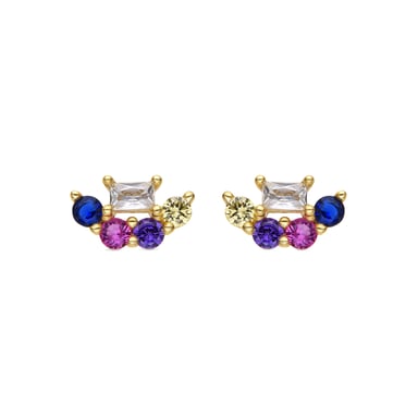Luxenter 925 Sterling Silver and Multicoloured Zirconia Earrings with 18k Gold Finish - Nockyo