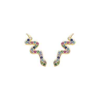 Luxenter 18k yellow gold finish earrings with multicoloured cubic zirconia - Orksad