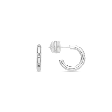 Luxenter 14.5mm diameter earrings with silver finish and brilliant-cut cubic zirconia - Sisah