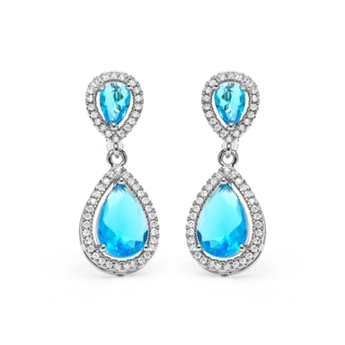 Luxenter Earrings with Blue Topaz Zirconia, silver finish - Misim