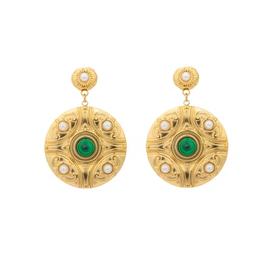 Luxenter 18k yellow gold and malachite earrings - Kiak