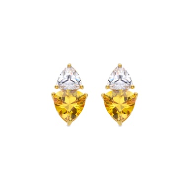 Luxenter Oorbellen van 925 sterling zilver en padparadscha met 18-karaats geelgouden afwerking - Simtul