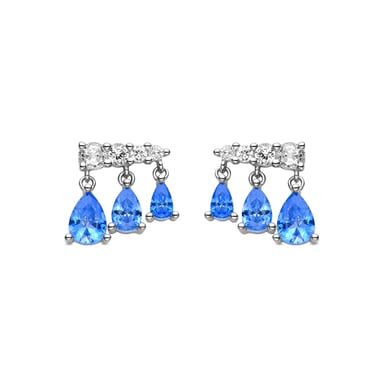 Luxenter 925 Sterling Silver Earrings with Zirconia Sapphire, Rhodium-plated - Dapak