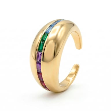 Luxenter Multicoloured Zirconia Ring with 18k yellow gold finish - Desia