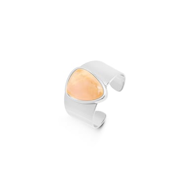 Luxenter Orange Agate ring in rhodium plated finish - Sheak