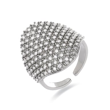 Luxenter Ring with brilliant zirconia, rhodium-plated finish - Idoi