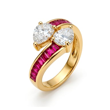Luxenter Ruby Zirconia ring finished in 18k yellow gold - Darbia