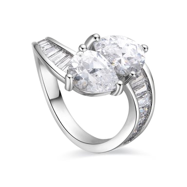 Luxenter ring with shiny zirconia silver finish - Darbia