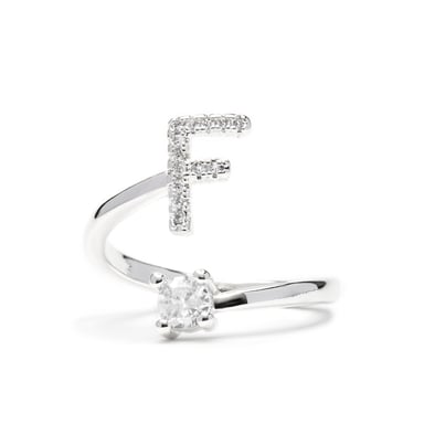 Luxenter Ring with brilliant zirconia, silver finish - Alphabet