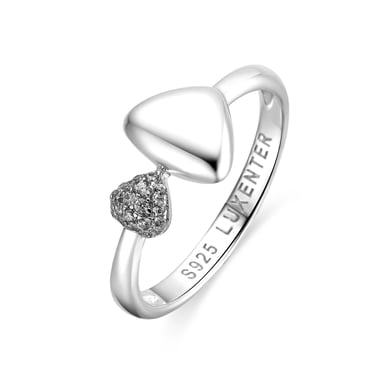 Luxenter 925 Sterling Silver Ring with Brilliant-Cut Zirconia, Rhodium-Plated - Pesha
