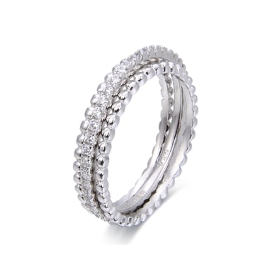 Luxenter 925 sterling silver ring with brilliant-cut zirconia and rhodium plating - Sesaf