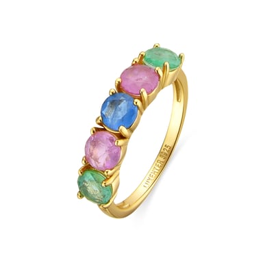 Luxenter 925 Sterling Silver and Multicoloured Zirconia Ring with 18k Gold Finish - Akma