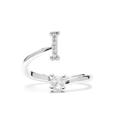 Luxenter Ring with brilliant zirconia, silver finish - Alphabet