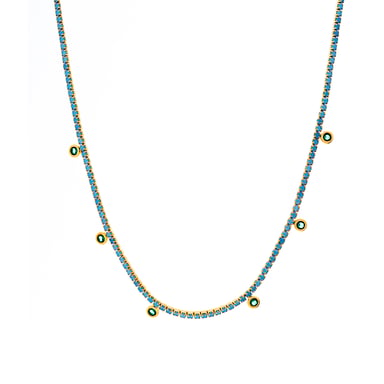 Luxenter 925 Sterling Silver and Nano Turquoise Necklace with 18k yellow gold finish - Nejad