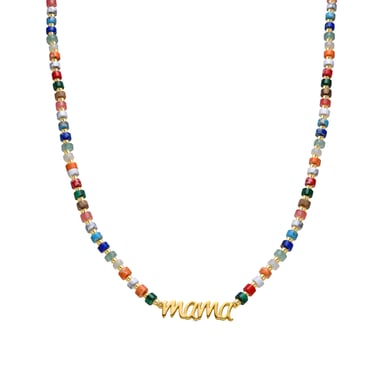 Luxenter 925 Sterling Silver and Multicoloured Crystal Necklace with 18k yellow gold finish - Mama
