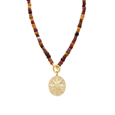Luxenter 925 Sterling Silver necklace with brilliant-cut zirconia, finished in 18K yellow gold - Smik