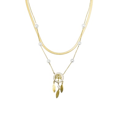 Luxenter White Pearl Necklace with 18k Yellow Gold Finish - Anthori
