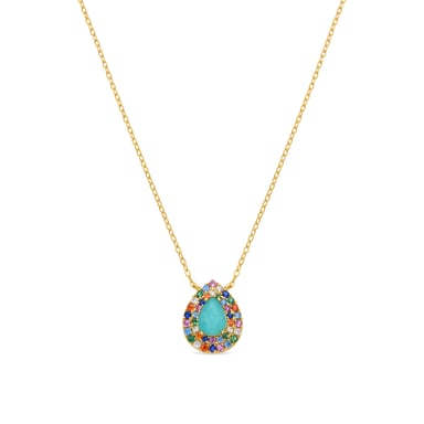 Luxenter 925 Sterling Silver and Multicoloured Zirconia Necklace with 18k yellow gold finish - Egah