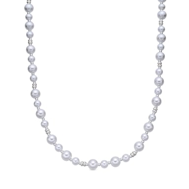 Luxenter Rhodium-plated white pearl necklace - Akio