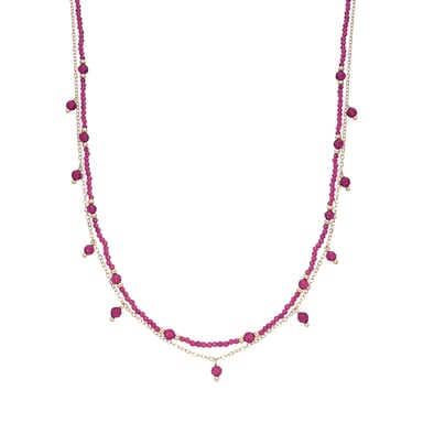 Luxenter 18k Yellow Gold-Finished Pink Crystal Necklace - Aira