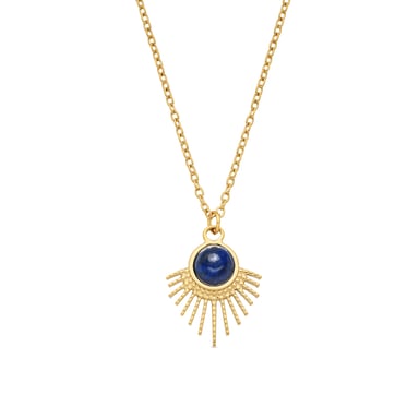 Luxenter Muince Lapis Lazuli Nádúrtha le Críochpháirt Óir Bhuí 18k - Ankyo