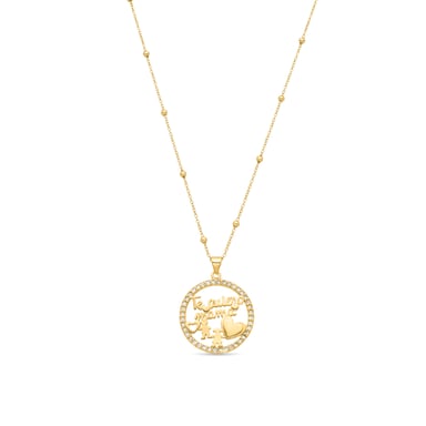 Luxenter 925 Sterling Silver Necklace with Brilliant-Cut Zirconia, 18k Yellow Gold Finish - Mama