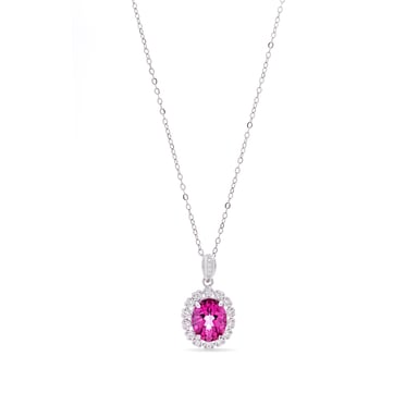 Luxenter 925 Sterling Silver Necklace with Natural Pink Topaz, rhodium-plated - Lirian