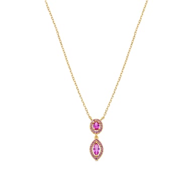 Luxenter 925 Sterling Silver and Pink Zirconia Necklace with 18k yellow gold finish - Ontary
