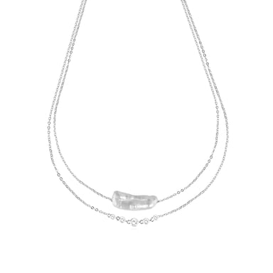 Luxenter 925 Sterling Silver and White Pearl Necklace with Rhodium Finish - Danysda