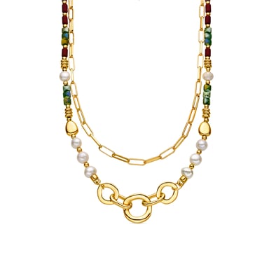 Luxenter White Pearl Necklace with 18k gold finish - Kany
