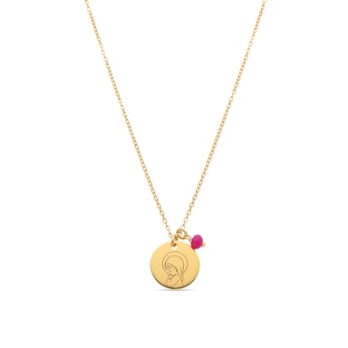 Luxenter 925 Sterling Silver and Pink Crystal Necklace with 18k Yellow Gold Finish - Girls
