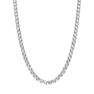 Luxenter Silver-Finish Necklace with Sparkling Zirconia - Ginsi