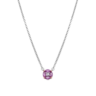Luxenter 925 Sterling Silver and Pink Zirconia Necklace with Rhodium Finish - Siankho