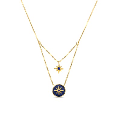 Luxenter Blue Lacquer Necklace with 18k Yellow Gold Finish - Iskha