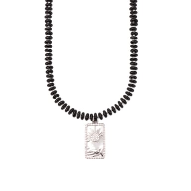 Luxenter 925 Sterling Silver and Black Agate Necklace with Rhodium Finish - Laha