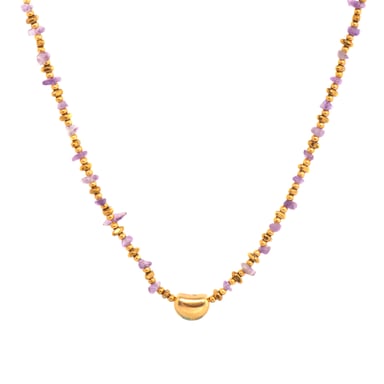 Luxenter 18k yellow gold-finished necklace with natural amethyst - Tarthae