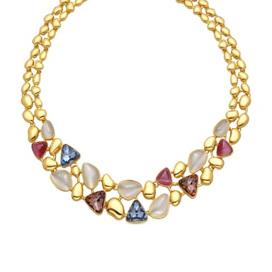 Luxenter 18k yellow gold-finished necklace with multicoloured crystal - Naxmo