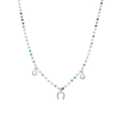 Luxenter 925 Sterling Silver and Aquamarine Zirconia Necklace with Rhodium Finish - Neusne