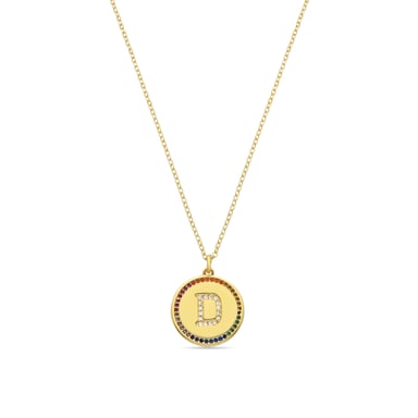 Luxenter Multicoloured Zirconia Necklace finished in 18K yellow gold - Alphabet