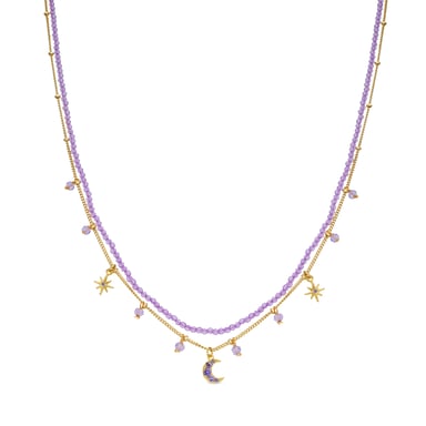 Luxenter Purple Crystal Necklace with 18k Yellow Gold Finish - Ayora