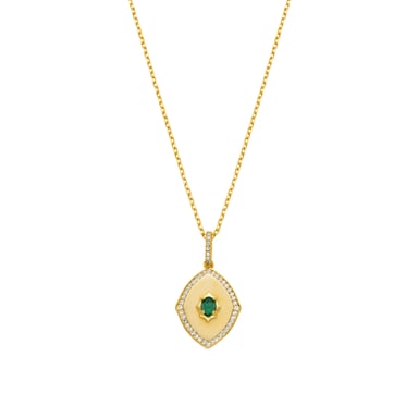 Luxenter 925 Sterling Silver and Emerald Zirconia Necklace with 18k gold finish - Emxy