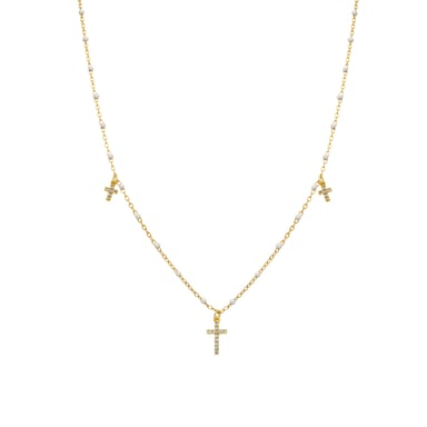 Luxenter 925 Sterling Silver and White Lacquered 18k Yellow Gold Finish Necklace - Haja