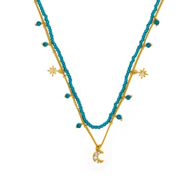 Luxenter Green Crystal Necklace with 18k Yellow Gold Finish - Ayora