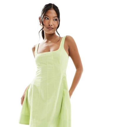 ASOS DESIGN Petite sömmad mini tennis klänning i lime